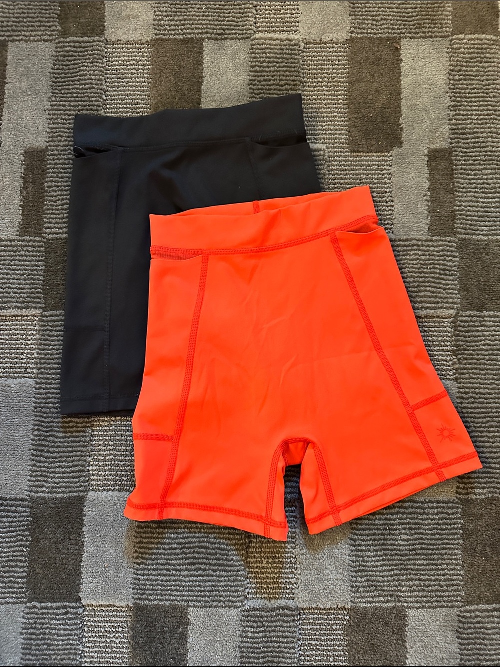 aerie Women's Bike Shorts in Black and red size xs